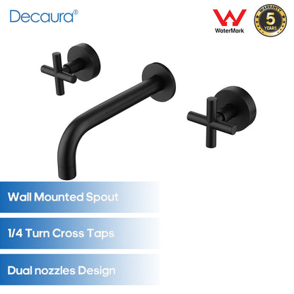 Decaura Basin Spout and Shower Taps Set Wall Mount 1/4 Turn Mixer Cold Hot WELS