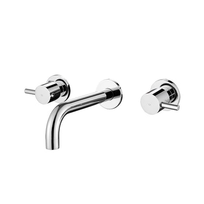 Decaura WELS Bath Basin Laundry Wall Water Spout Round Chrome 1/4 Turn Twin Taps