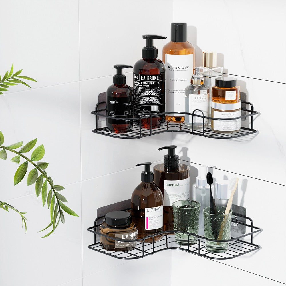 Cefito 2pcs Adhesive Storage Shelf Kitchen Organiser Corner Rack Bathroom Caddy