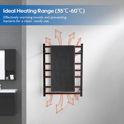 Decaura Wall Mounted Heated Towel Rail 7 Bars 304 Stainless Steel Round/Square