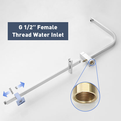 Decaura Square 10" Rain Shower Head Rail Set Dual 2 in 1 Gooseneck Arm Chrome