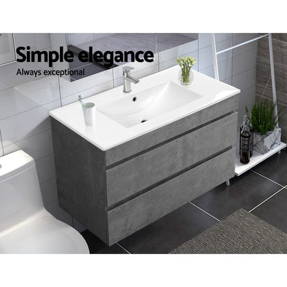 Cefito Vanity Unit 915mm Basin Bathroom Cabinet Storage Wall Hung Sink Grey