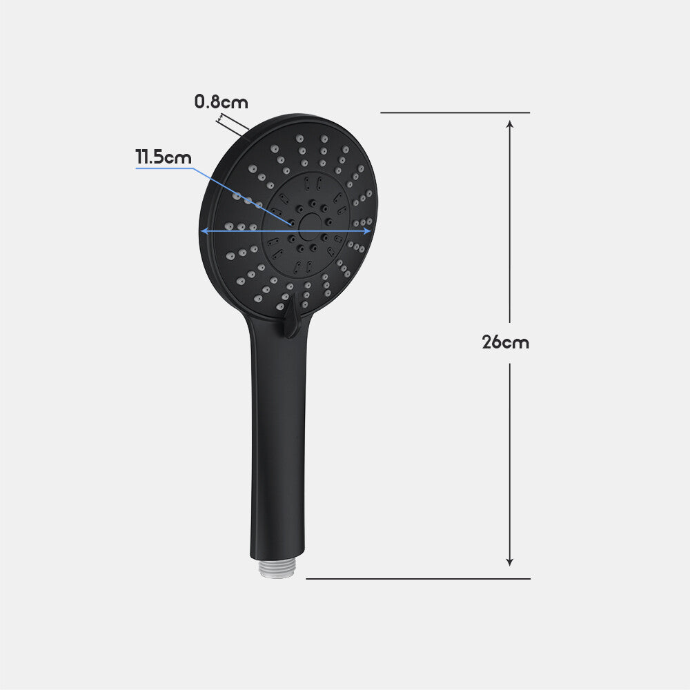 Decaura 5-Mode Hand Held Shower Head High Pressure with 1.5m Shower Hose Black