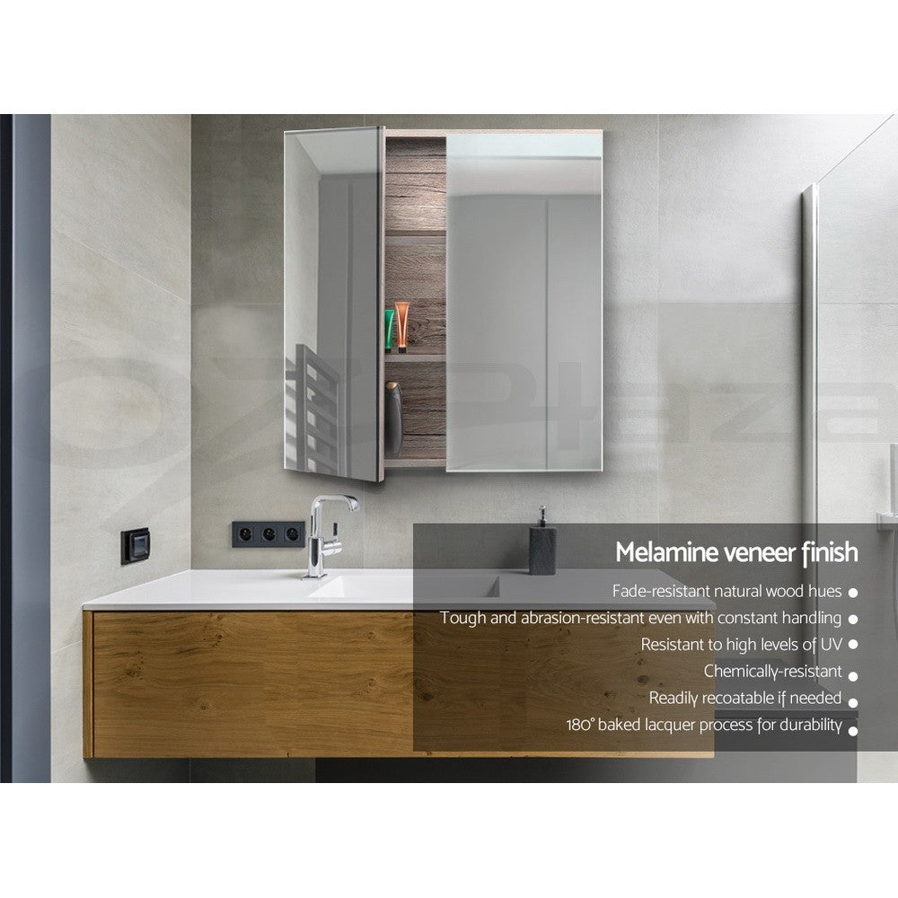Cefito Bathroom Mirror Cabinet 600x720mm Vanity Medicine Shaving Makeup Oak
