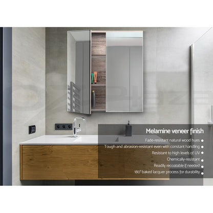 Cefito Bathroom Mirror Cabinet 600x720mm Vanity Medicine Shaving Makeup Oak