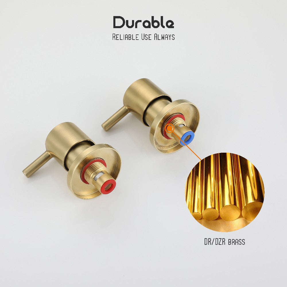 WELS Brushed Gold Swivel Bath Spout and Taps Set Wall Mounted Bathroom