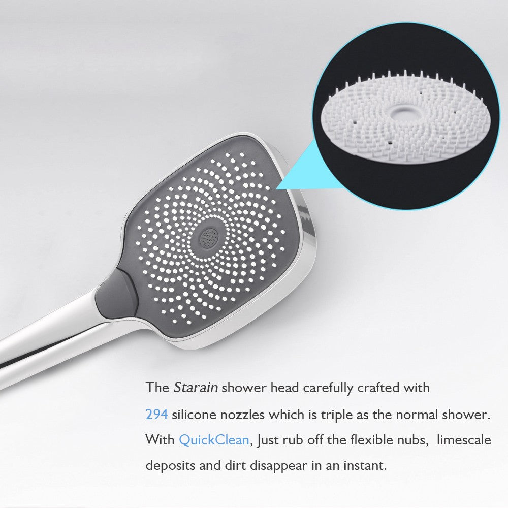 Decaura large Shower Hand Held Shower Head 3-Mode Sprayer Square Chrome Bathroom