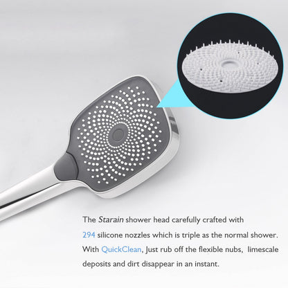 Decaura large Shower Hand Held Shower Head 3-Mode Sprayer Square Chrome Bathroom