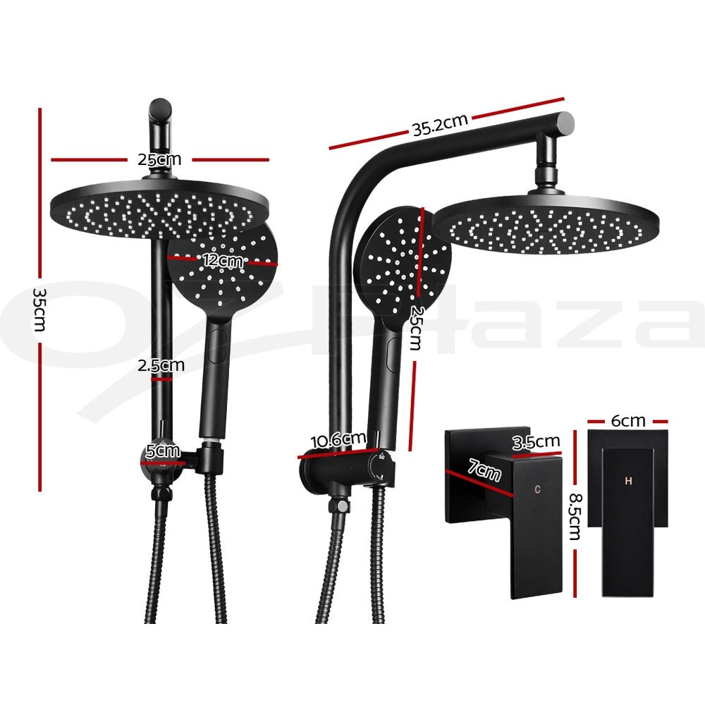 Cefito 9'' Rain Shower Head Taps Round Handheld High Pressure Wall Black