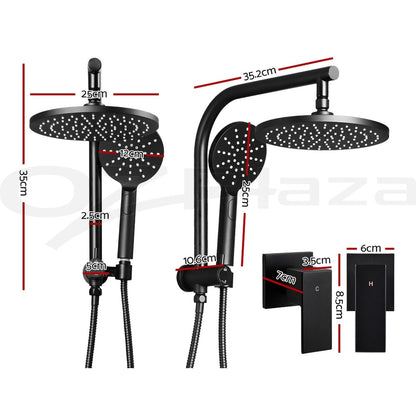 Cefito 9'' Rain Shower Head Taps Round Handheld High Pressure Wall Black