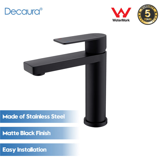Decaura Basin Mixer Tap Bathroom Taps Vanity Faucet Matte Black Stainless Steel