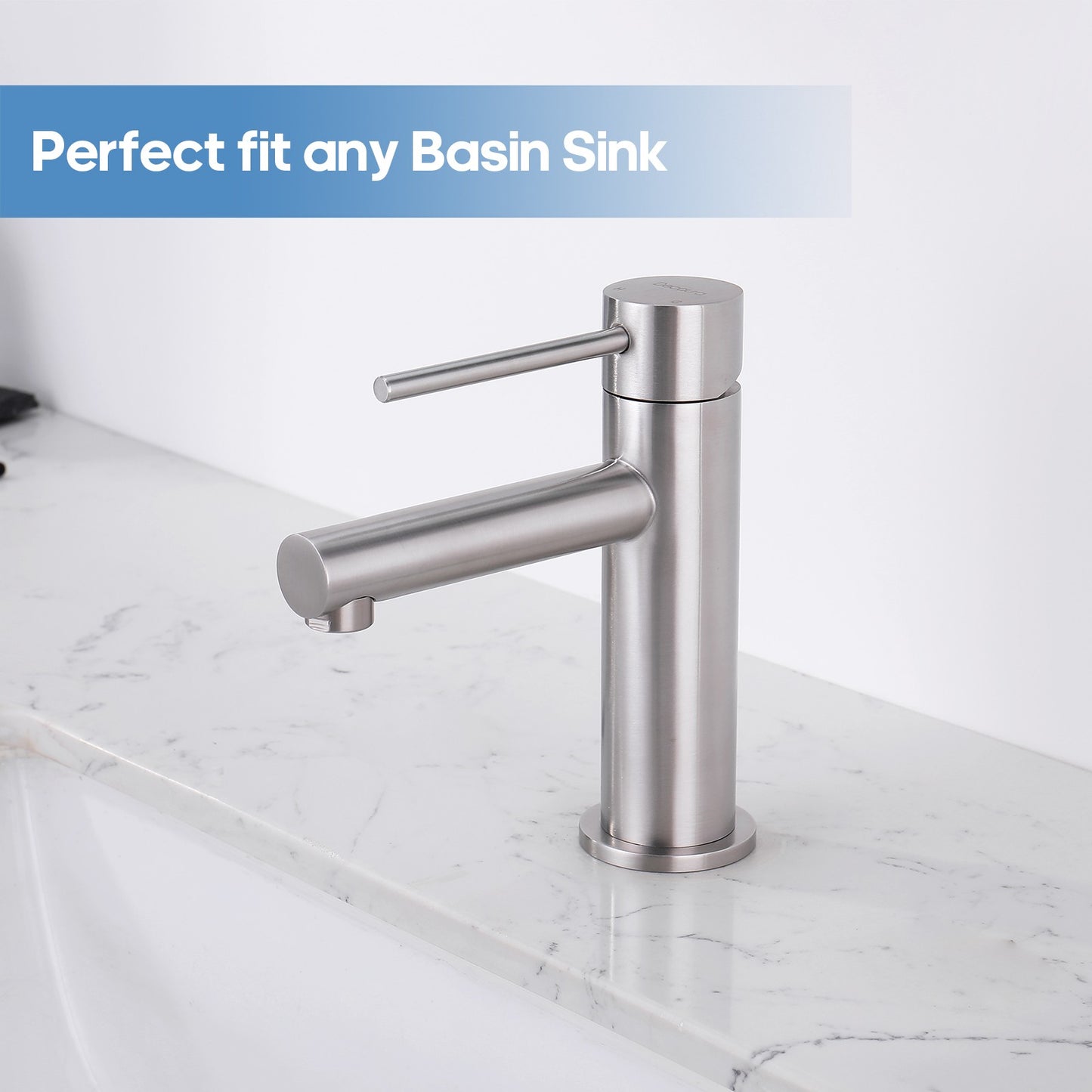 Decaura small Bathroom Basin Mixer Tap Round Taps Brushed Nickel Vanity Faucet