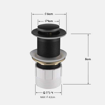 Decaura Pop Up Waste without Overflow Vanity Basin Push Plug Drain 32mm Black