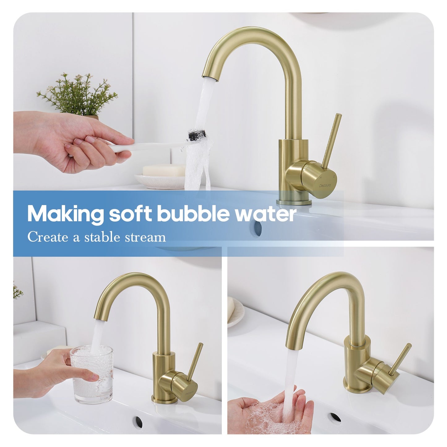 Decaura Bathroom Basin Vanity Mixer Tap Brushed Nickel/Chrome/Black/Brushed Gold