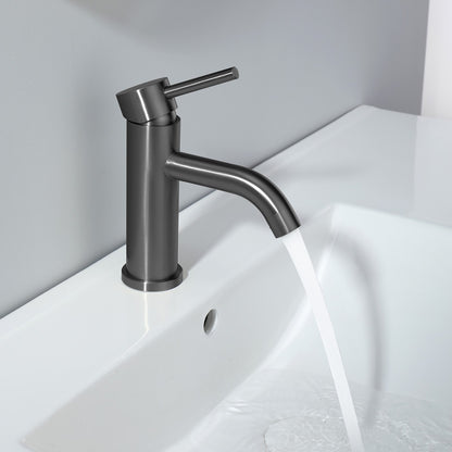 Decaura Bathroom Basin Mixer Tap Brushed Gunmetal Short Vanity Faucet Round