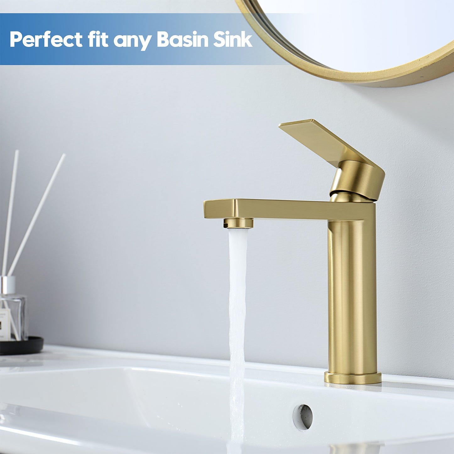 Decaura Bath Basin Mixer Tap Vanity Faucet Single Handle Tapware with Pop Waste