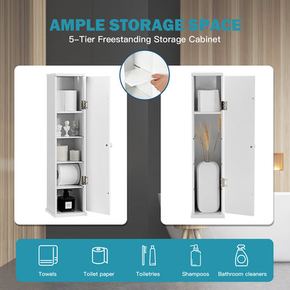 Giantex Bathroom Storage Cabinet Slim Tissue Organizer Paper Holder Toilet White