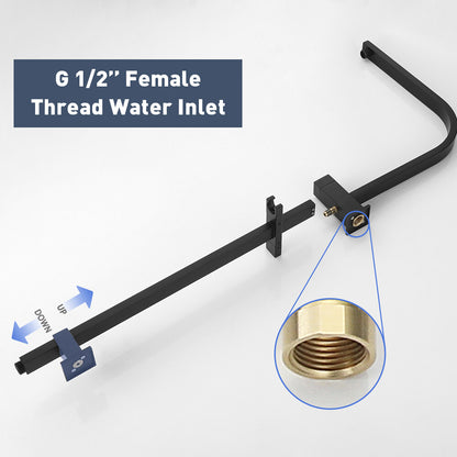 Decaura 10" Rain Shower Head Set Black Square Rail Shower with Overhead