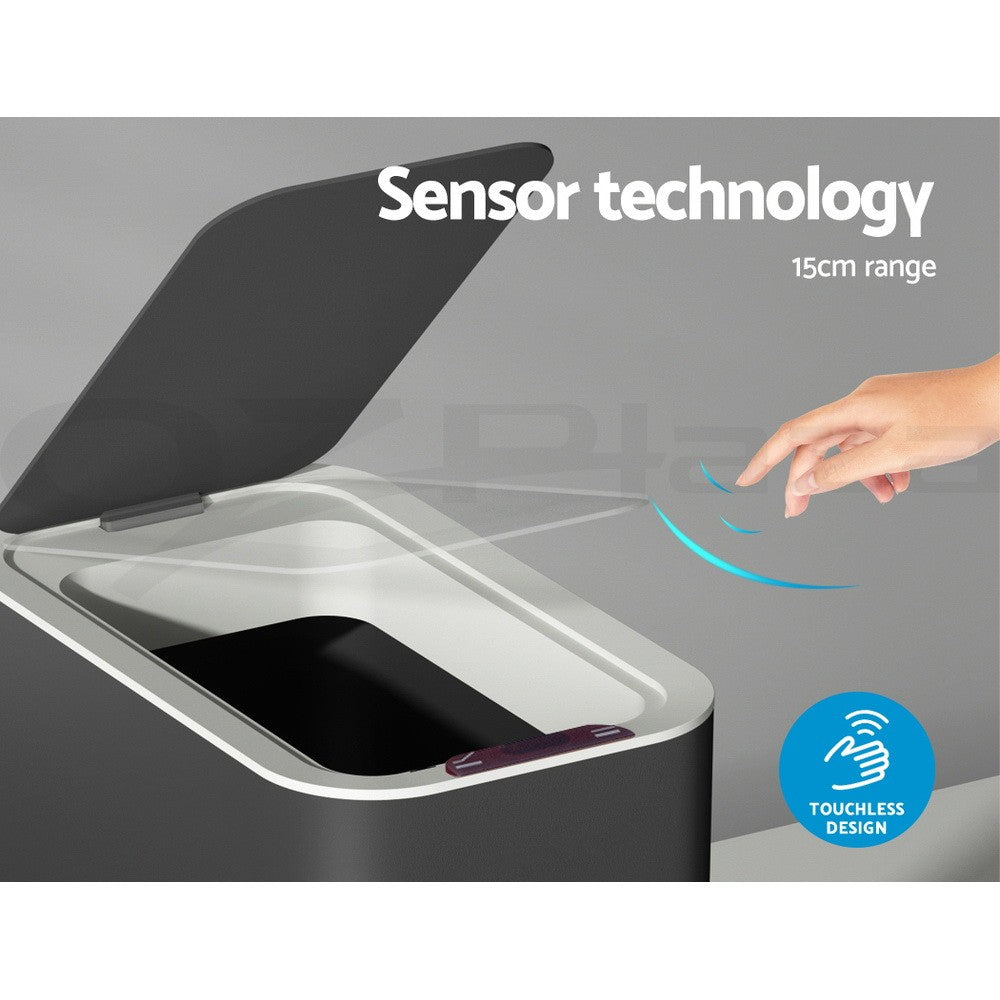 Devanti 9L Motion Sensor Bin Rubbish Automatic Trash Can Kitchen Ash Black