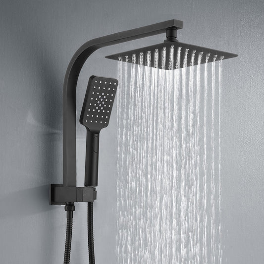 Decaura 8" Shower Head Set Gooseneck Arm Wall Tapware Shower Mixer Taps Black