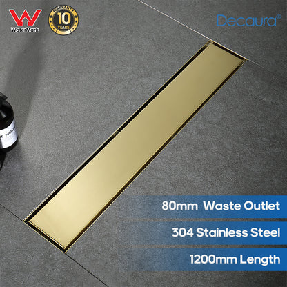 Decaura Shower Grate Drain Bathroom Floor Drain Brushed Gold Tile Insert 304SUS