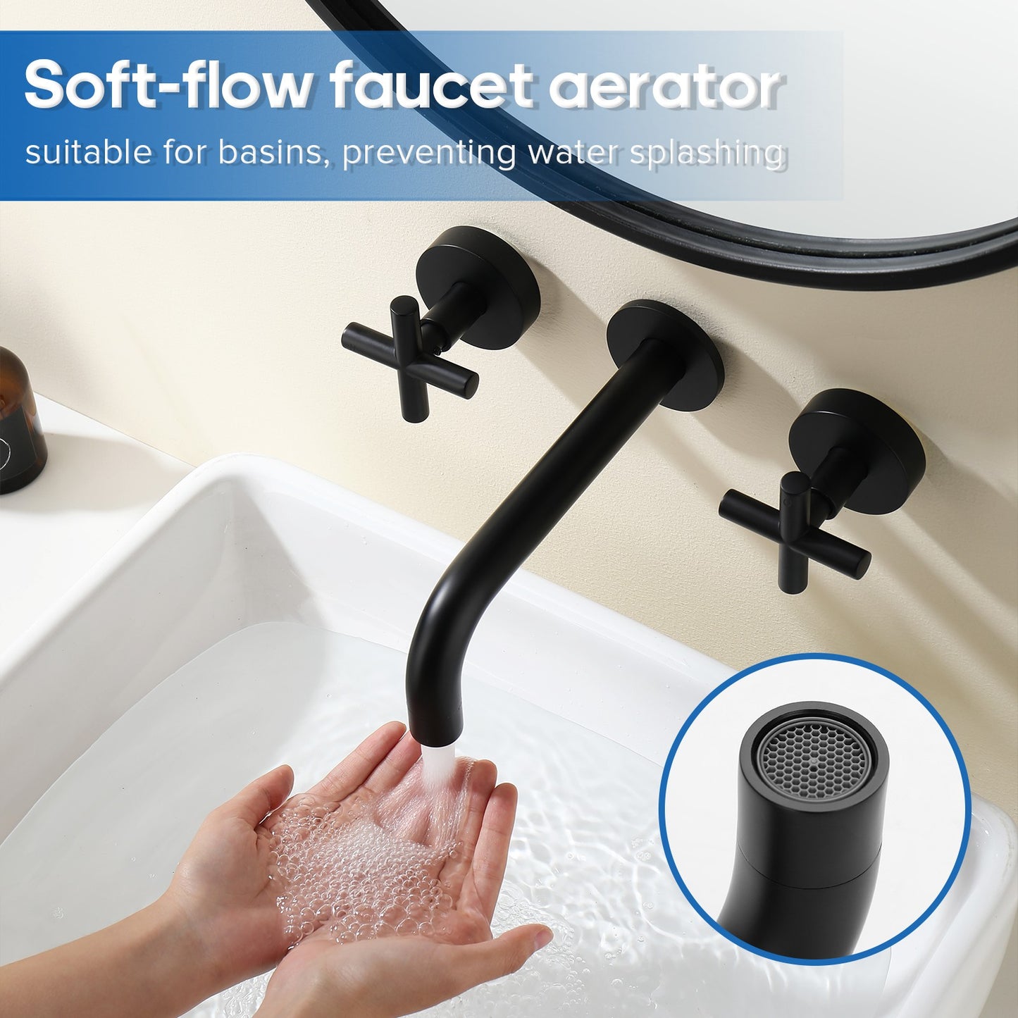 Decaura Basin Spout and Shower Taps Set Wall Mount 1/4 Turn Mixer Cold Hot WELS