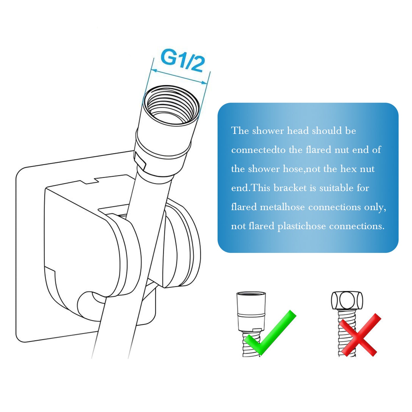 2PCS Hand Held Shower Head Holder Wall Mount Self Adhesive Black