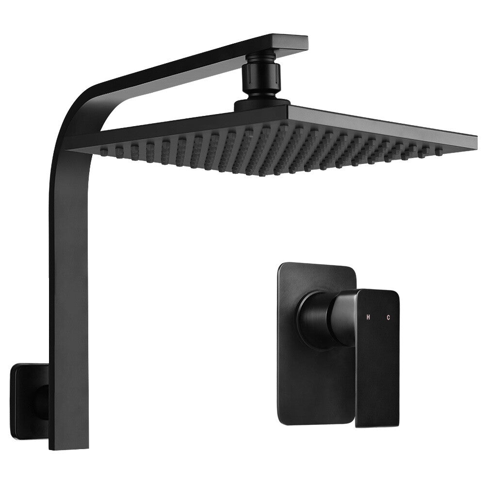 Cefito 8'' Rain Shower Head Mixer Square High Pressure Wall Arm Black