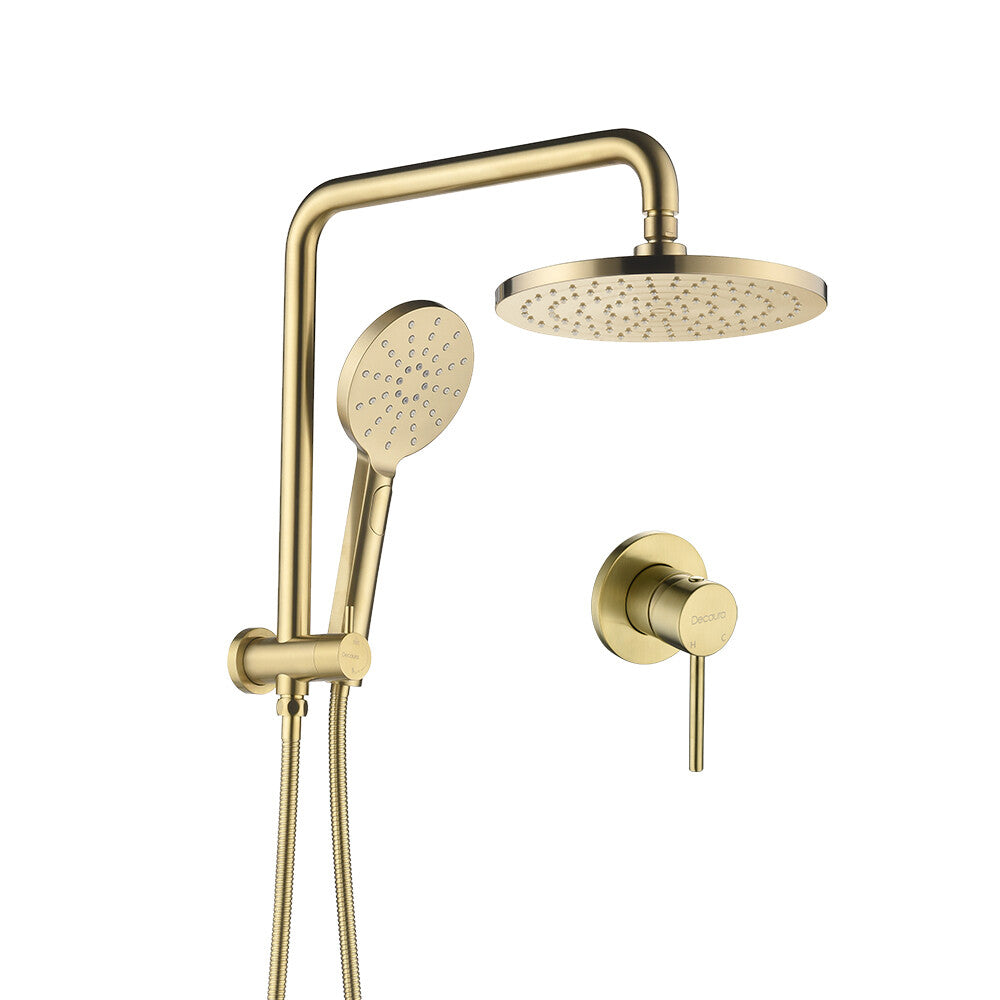 Decaura 9" or 10" Shower Head Set Gooseneck Chrome Black Golden Wall Shower Taps