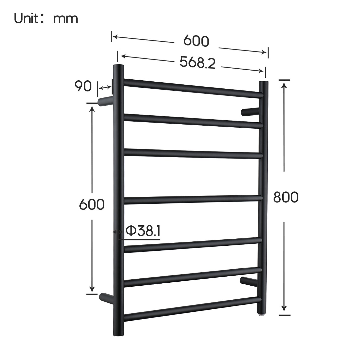 Decaura Heated Towel Rail Rack 304 Stainless Steel Freestanding/Wall Mounted