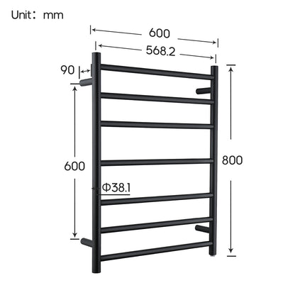 Decaura Heated Towel Rail Rack 304 Stainless Steel Freestanding/Wall Mounted