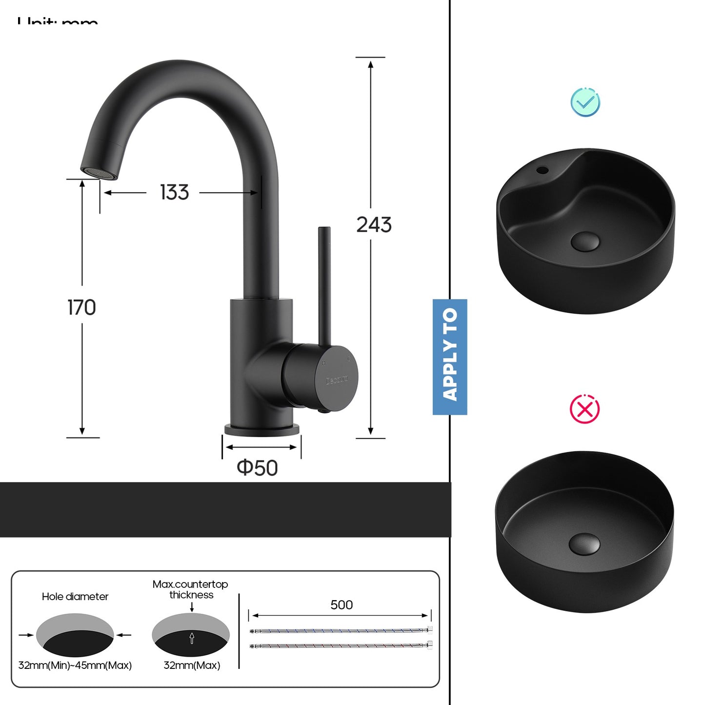 Decaura Bathroom Basin Vanity Mixer Tap Brushed Nickel/Chrome/Black/Brushed Gold