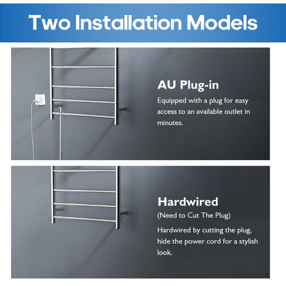 Decaura Wall Mounted Heated Towel Rail 7 Bars 304 Stainless Steel Round/Square
