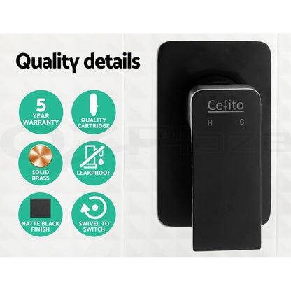 Cefito Shower Mixer Tap Wall Bath Taps Bathroom Basin Faucet Vanity Brass Black