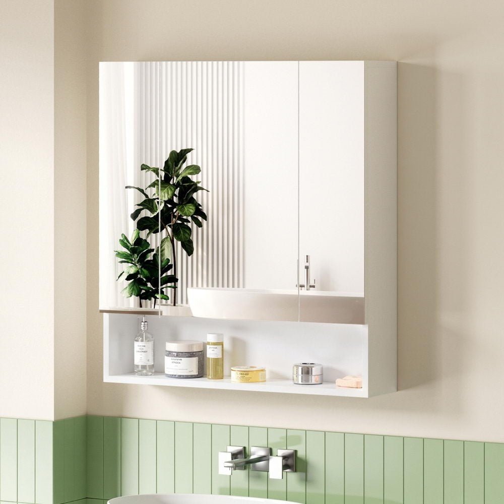 Cefito Bathroom Mirror Cabinet Medicine Wall Hung Adjustable 700x750mm White