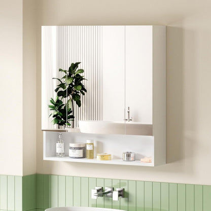 Cefito Bathroom Mirror Cabinet Medicine Wall Hung Adjustable 700x750mm White