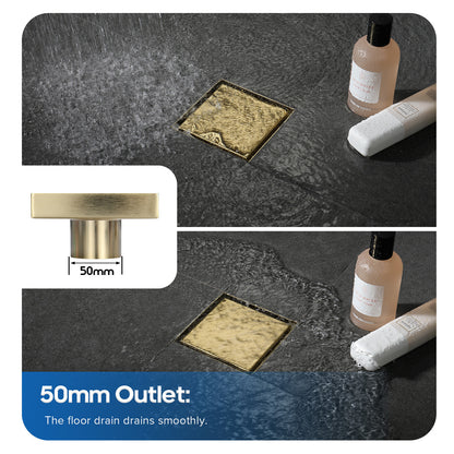 Tile Insert Square Shower Drain Grate 50mm/80mm Waste Outlet Brushed/Gold/Black