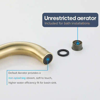 Decaura Bath Water Spout with Mixer Wall mount Brushed Gold Bathroom Brass Basin
