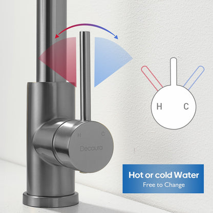 Decaura Kitchen Mixer Tap Pull Out Brushed Gunmetal Stainless Steel Spray Head