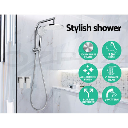 Cefito 9'' Rain Shower Head Taps Round Handheld High Pressure Wall Chrome