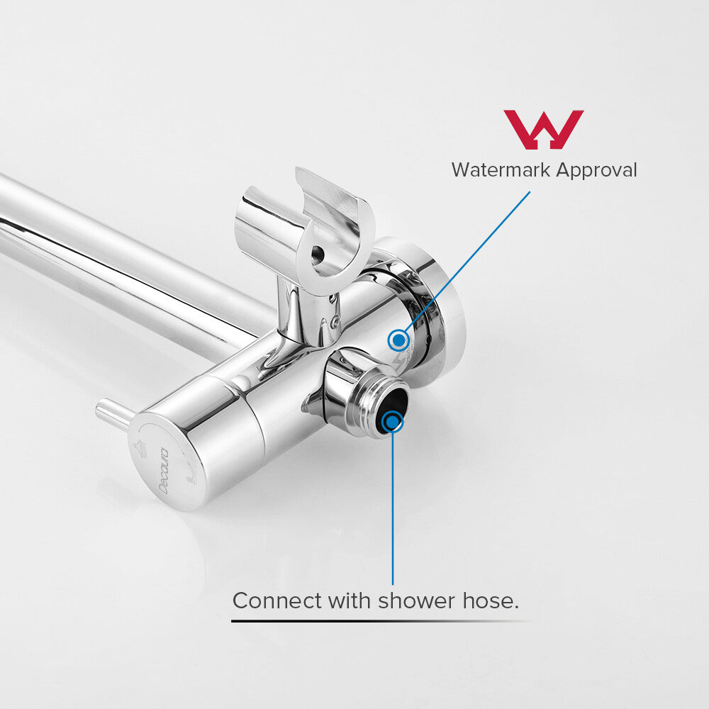 WELS 10 Inch Rain Shower Head Set Gooseneck Round Shower Mixer Tap Cross Handle