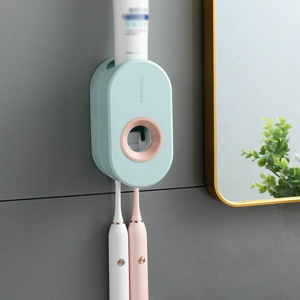Toothbrush Holder Automatic Toothpaste Dispenser Bathroom Wall-mounted Rack NEW