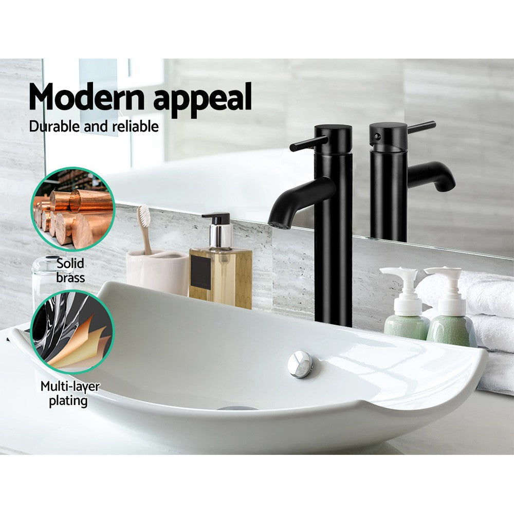Cefito Bathroom Taps Basin Mixer Tap Laundry Faucet Sink Swivel Black