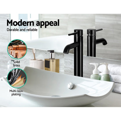 Cefito Bathroom Taps Basin Mixer Tap Laundry Faucet Sink Swivel Black