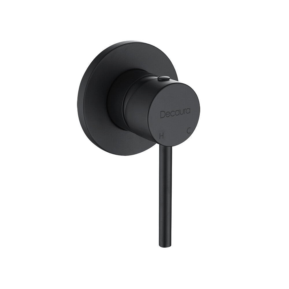 Decaura 9" Rain Shower Head Set Brass Gooseneck Shower Arm Shower Mixer Black