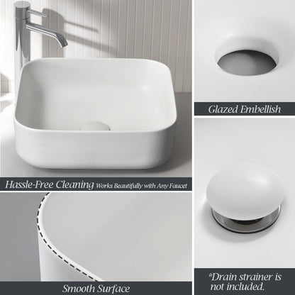 Simplus Bathroom Ceramic Basin Vanity Sink Hand Wash Bowl Above Counter 39X39CM