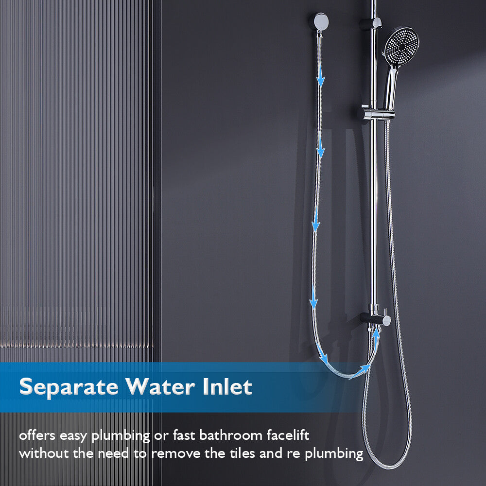Decaura dual shower head set 10" rain shower head gooseneck shower arm chrome