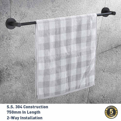 Decaura Single Towel Rail Rack Black 750mm Stainless Steel Bathroom Shelf