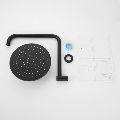 Decaura 9" Rain Shower Head Set Brass Gooseneck Shower Arm Shower Mixer Black