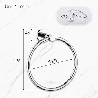 Decaura Bath Round SS304 Hand Towel Ring Rack Rail Holder Hanger Wall Mounted
